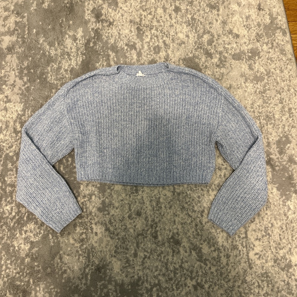 Garage Women's Cropped Blue Knit Sweater